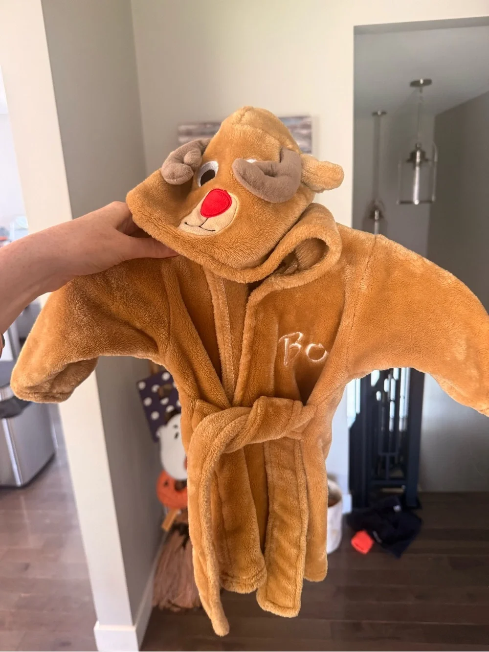 Bo monogrammed Reindeer Baby Robe 0-9 months